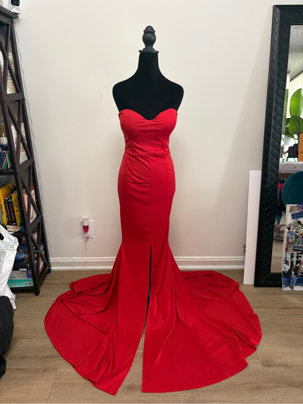 Magic Strapless Red Mermaid Gown with Train